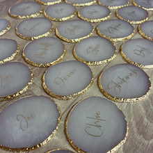 Load image into Gallery viewer, White Round Personalised Agate Resin Coaster
