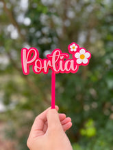Load image into Gallery viewer, Cake Topper Name and Flowers