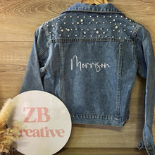 Load image into Gallery viewer, Girls/Kids Pearl Denim Jacket