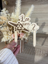 Load image into Gallery viewer, Aeroplane Cake Topper Wood