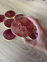 Load image into Gallery viewer, Red Personalised Agate Resin Coaster
