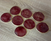 Load image into Gallery viewer, Red Personalised Agate Resin Coaster