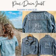 Load image into Gallery viewer, Customised Pearl Denim Jacket