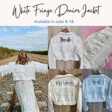 Load image into Gallery viewer, White Denim Fringe Jacket
