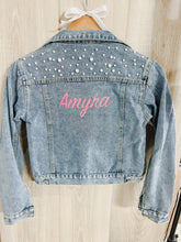 Load image into Gallery viewer, Girls/Kids Pearl Denim Jacket