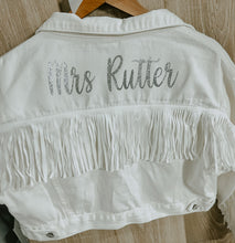 Load image into Gallery viewer, White Denim Fringe Jacket