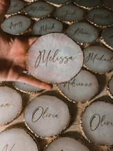 Load image into Gallery viewer, White Round Personalised Agate Resin Coaster