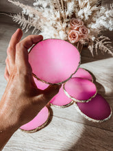 Load image into Gallery viewer, Pink Personalised Agate Resin Coaster