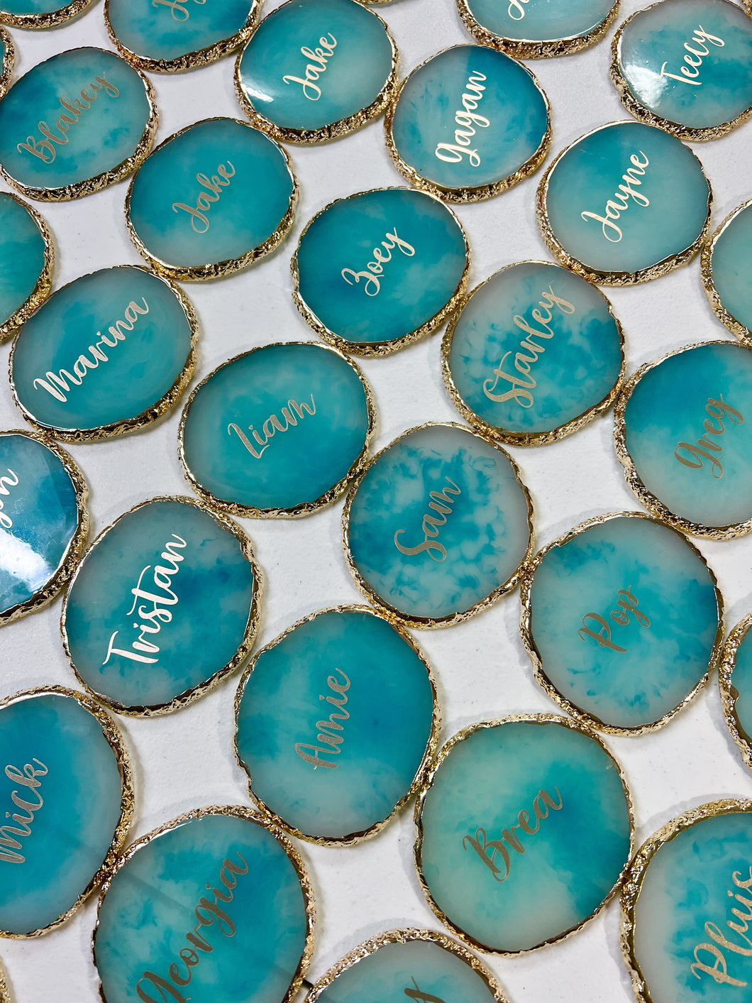 Blue Personalised Agate Resin Coaster