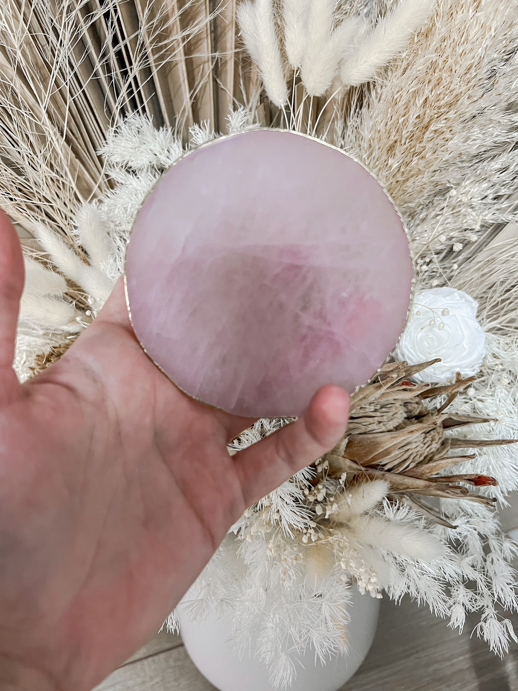 Quartz Round Semi Precious Stone Agate Coaster