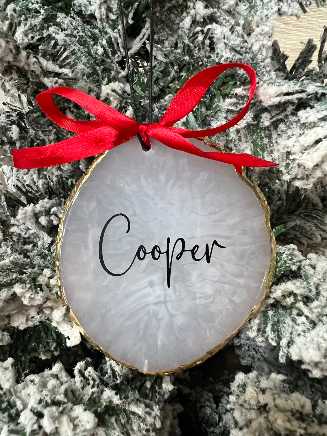 Personalised Christmas Resin Agate Ornament