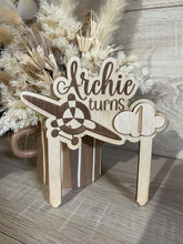 Load image into Gallery viewer, Aeroplane Cake Topper Wood
