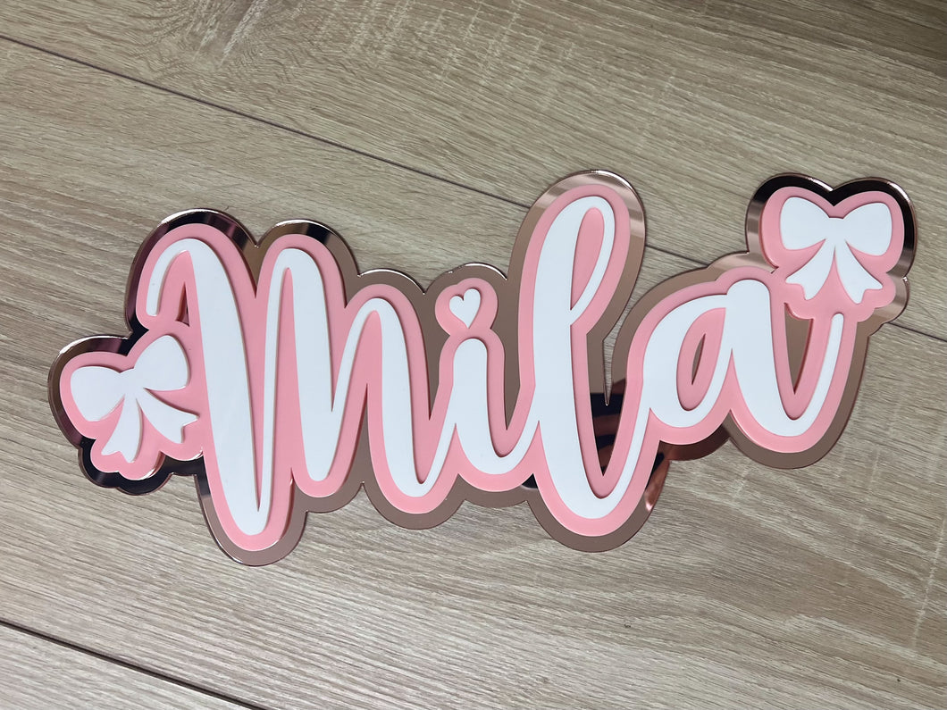 Triple Layer Plaque 1 name with Decor