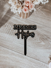 Load image into Gallery viewer, Mr &amp; Mrs Surname Acrylic Double Layer Cake Topper
