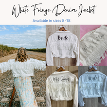 Load image into Gallery viewer, White Denim Fringe Jacket
