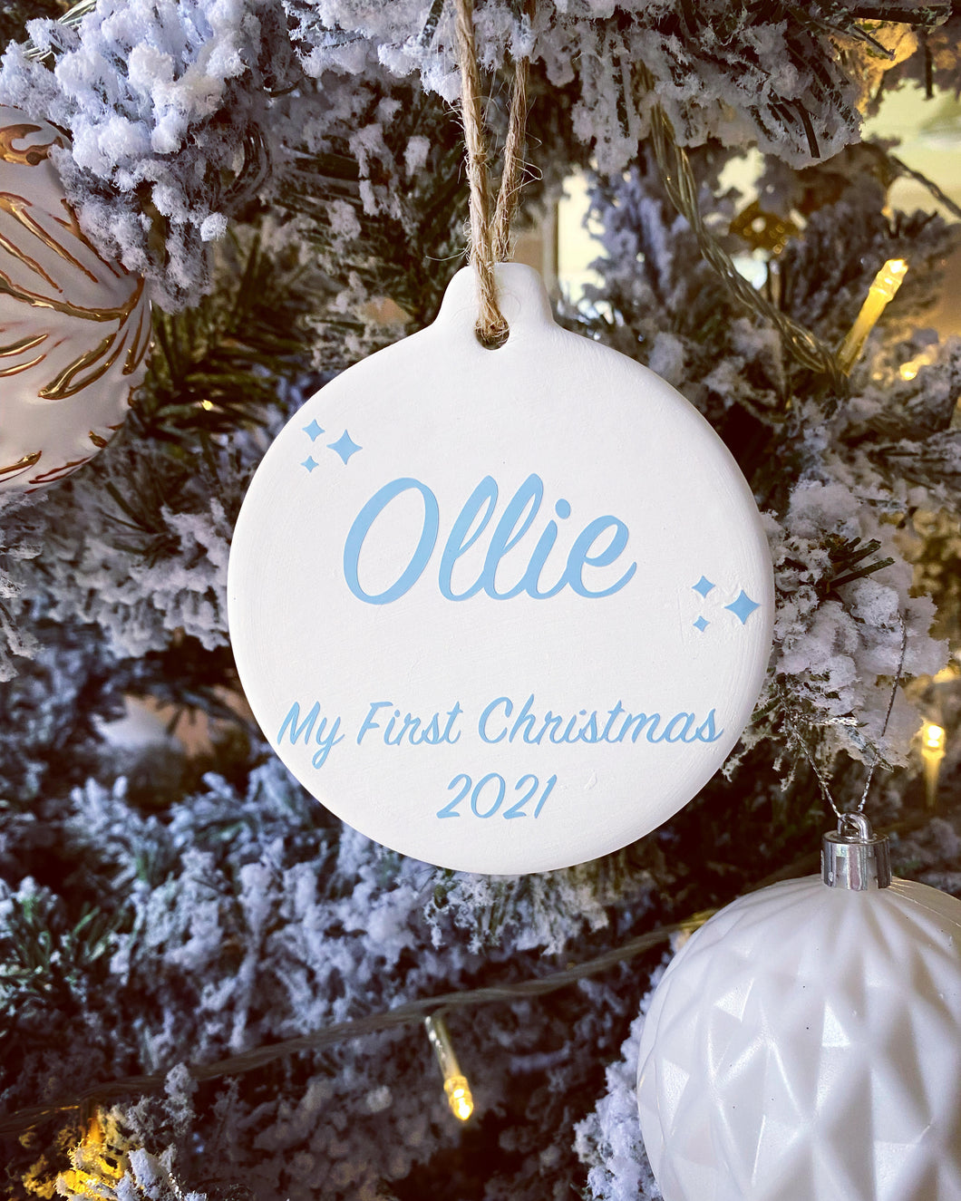 Personalised Ceramic White Ornament