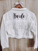 Load image into Gallery viewer, White Denim Fringe Jacket
