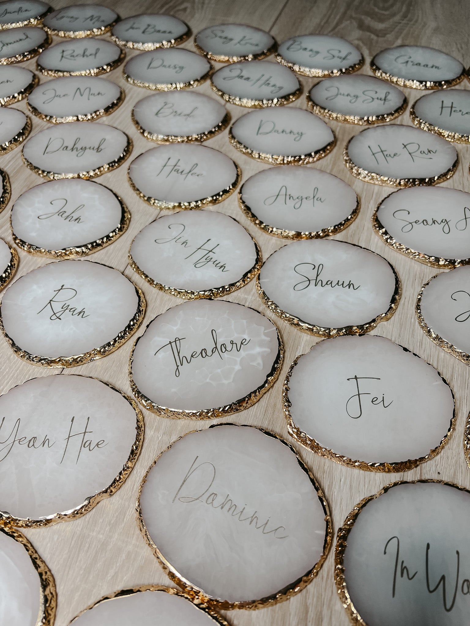 White Round Personalised Agate Resin Coaster