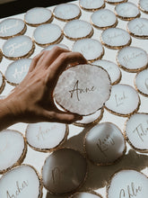 Load image into Gallery viewer, White Round Personalised Agate Resin Coaster
